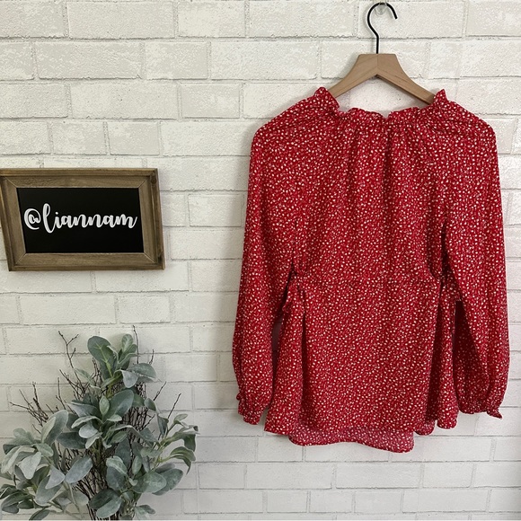 ISABEL Maternity by Ingrid + Isabel Red Flowered Side Tie Long Sleeve Top - Picture 8 of 11